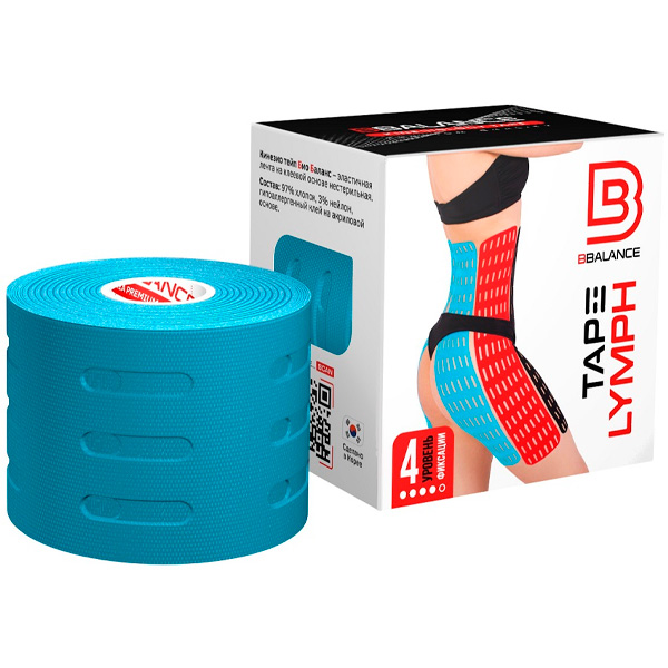 Кинезио тейп Bio Balance Tape Lymph перфорированный 5см х 5м голубой