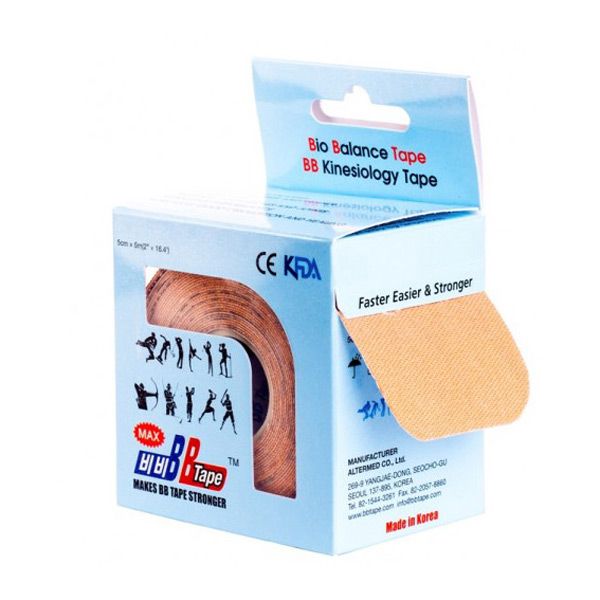Кинезио тейп Bio Balance Tape Max с усиленным клеем 5см х 5м бежевый